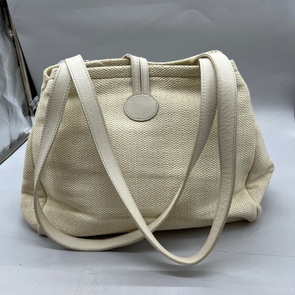 Vintage Furla Cream Woven and Leather Shoulder Bag - Picture 5 of 16